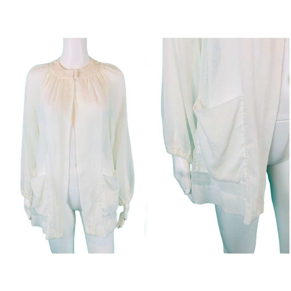 Vintage 1960s Cover Up Alexa from Sunny California Sheer Cream Pool Open Top